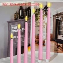Set de 6 velas LED a batería con control remoto, velas con forma de cono con llama 3D, luces sin llama con parpadeo y luz amarilla cálida, para decoración de cumpleaños, hogar, habitación, Halloween, decoración del hogar, regalos, velas LED, luces de vela falsas