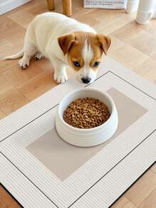 1 件卡其色几何图案 PU 皮革厨房地垫，简约北欧风格，防滑、防震、易清洁、缓解脚部压力、防水，适用于厨房、家居、浴室装饰、浴室地毯、户外地毯、门垫、秋季装饰、浴室配件、返校入口装饰 - 卡其色 - 查看 4