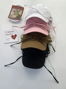 1pc Soft Crown Y2K Niche Lace Bowknot Peaked Baseball Cap, Women Breathable Outdoor Sun Protection Hat, Sweet Elegant Summer/Spring Look