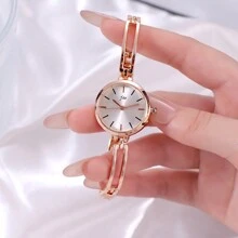 jw 1pc Women Minimalist Alloy Quartz Bracelet Watch, Suitable For Daily Wear