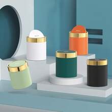 Mini Trash Can With Lid, Desktop Small Trash Can Recycling Bin Cute Metal Garbage Can For Tabletop Countertop Use,Stainless Steel 0.4Gal/1.5L Waste Bin For Office Parlor Car Bedroom,Light Green - 黑色 - 查看 5