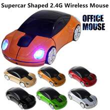 1pc Unique Racing Car Shaped Wireless Mouse, Mini Supercar Style Wireless Optical Mouse, 1600DPI Ergonomic Wireless Gaming Mouse, 2.4GHz Wireless Office Mouse With Car Light, Comes With USB Receiver, Powered By 2xAAA Batteries (Not Included), Suitable For PC, Laptop, Tablet, Great Gift - Multicolor - View 1