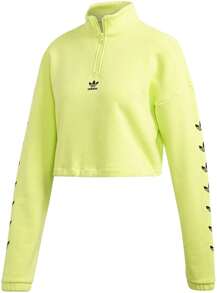 Adidas Originals Repeat Trefoil 1/4 Zip Crew Womens Pullovers - Semi Frozen Yellow - View 2