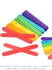200 Pcs Colored Popsicle Sticks For Crafts, 4.5 Inch Colored Wooden Craft Sticks, Ice Cream Sticks, Rainbow Popsicle Sticks, Great For DIY Craft Creative Designs And Children Education,Kids Tweezers,Acrylic Popsicle Sticks,Kids Crafting - Multicolor - View 3