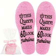 1 paire Cadeaux d'anniversaire de 40e/50e/60e pour femmes et hommes, jolies chaussettes drôles et amusantes. Chaussettes douces et confortables pour hommes et femmes, antidérapantes et moelleuses. Cadeaux pour épouse, mari, mère, père pour leur anniversaire