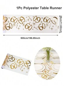 1 chiếc khăn trải bàn lớn 28*500cm màu vàng kim, họa tiết số 18, 30, 40, 50, 60, 70, chất liệu polyester, thích hợp trang trí tiệc sinh nhật lần thứ 18, 30, 40, 40, 50, 60, 70, quà lưu niệm sinh nhật lần thứ 60, quà tặng sinh nhật lần thứ 70. - Vàng size lớn-28*500cm - Xem 10