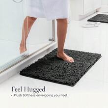 BELADOR Bathroom Rugs Sets 2 Piece- Plush Bath Mat Set Quick-Dry Soft Chenille Mat With Rubber Backing, Absorbent Rug Set, Washable Bath Rugs - Bath Mats 24x17 + 30x20 - Black - View 2