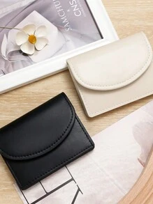 Minimalist Compact Coin Purse, High-End Girl Card Holder, Korean Style Solid Color Change Wallet - Multicolor - View 5