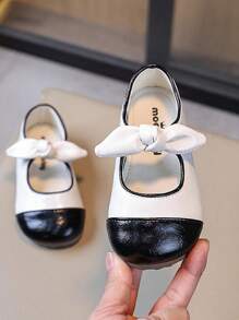 1 Pair Girl's Elegant Minimalist Leather Flat Shoes, Suitable For Summer