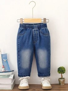 Toddler Casual Versatile Simple Street Style Denim Long Pants, Spring/Summer