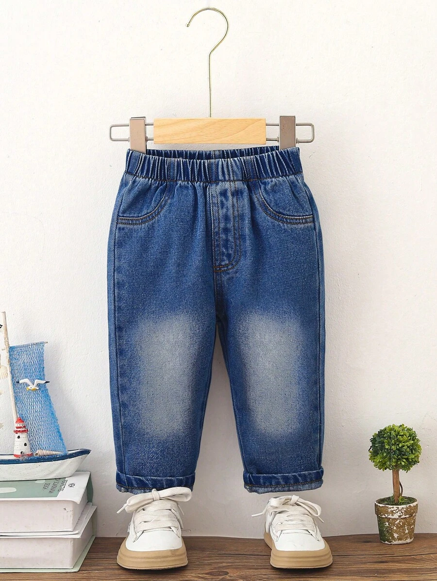 Toddler Casual Versatile Simple Street Style Denim Long Pants, Spring/Summer