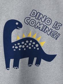 2pcs/Set Toddler Boys Cartoon Dinosaur Print Short Sleeve Pajama Set, Lightweight Spring/Summer Casual Home Outfit