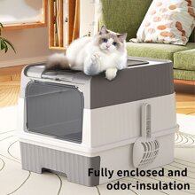 NetHong Self-Cleaning, Large-Capacity Litter Box With Drawer And Splash-Proof Litter Tray. Square Pet Toilet That Is Not Easy To Tip Over. Semi-Enclosed Litter Box To Prevent Odor. - Large Cat Litter Box - View 2
