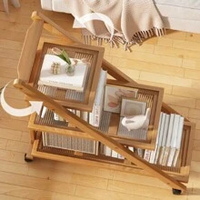 2 Or 3-Layer Movable Folding Bookshelf, Household Trolley With Wheels, Floor-Standing Simple Multi-Layer Bookcase