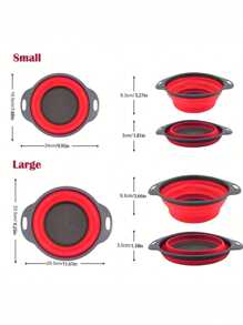 Juego de 2 Coladores Plegables de Silicona Redondos - 1 Grande y 1 Pequeño. Perfectos para escurrir pasta, verduras y frutas. Elementos esenciales para el hogar
