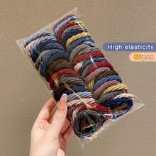 100个/50个 女孩混色简约发圈发饰，加厚弹力防滑马尾发圈，简约时尚彩色发型配饰，高弹力家居浴室装饰秋季装饰返校季发饰 - 彩色 - 查看 12