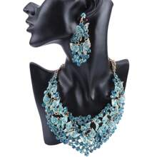 1 Set Luxus Kristall Schmetterling Halskette & Ohrringe Schmuckset, geeignet für Frauen Hochzeiten, Galas, Partys, Jahrestage, Valentinstag, Geburtstags Geschenke