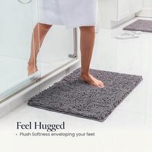 BELADOR Bathroom Rugs Sets 2 Piece- Plush Bath Mat Set Quick-Dry Soft Chenille Mat With Rubber Backing, Absorbent Rug Set, Washable Bath Rugs - Bath Mats 24x17 + 30x20 - 01 Gray - View 2