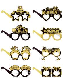 8 件 30 岁生日派对纸质眼镜装饰品成人节日派对装饰，生日快乐装饰面具照片道具