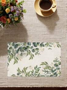 4Pcs Plant Geometric Placemats Pharaoh Sphinx Marine Life Green Leaf Pattern Farmhouse Placemats Heat Resistant Decorative Table Mats Washable Table Mats Tabletop Terrace Easy To Clean Round Table Party Kitchen Home Dining Table Tea Party Dining Table - Green - View 4