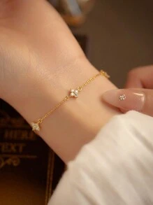 1pc High-End Floral Zirconia Embellished Constellation Bracelet