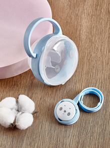 1pc Panda Design Transparent PP Dust Cover/Pacifier Clip/Dust Cover Pacifier Clip Set, Exquisite Portable Storage, Independent Placing Storage Box With Hanging Hook, Baby Hygiene. Note: Storage Box/Pacifier Clip/Set Need To Be Selected When Ordering, Color Sent Randomly/Pacifier Not Included. - Blue - View 3