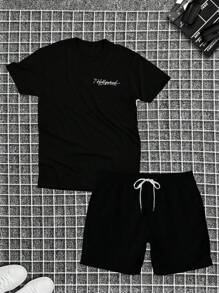 Cotton T-Shirt + Tectel Shorts Set For Men, Adult, New HL - 鏽棕色 - 查看 2