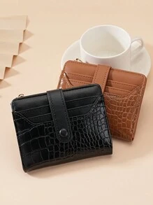 Crocodile Pattern Multi-Slot Wallet, Macaron Color Short Wallet, Daily Minimalist Multi-Layer Wallet, Versatile Fresh Card Holder