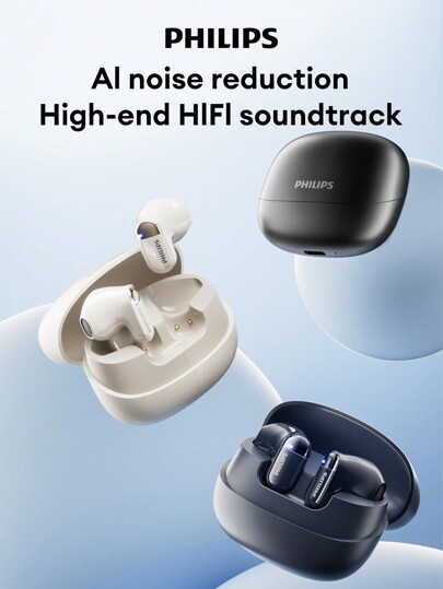 PHILIPS Écouteurs Bluetooth PHILIPS TAT2169, conception semi-intra-auriculaire, sport et course, micro IA, anti-bruit, son stéréo haute fidélité, faible latence, gaming et musique, longue autonomie, résistant à la transpiration, écouteurs sans fil pour smartphone et PC