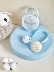 1pc Panda Design Transparent PP Dust Cover/Pacifier Clip/Dust Cover Pacifier Clip Set, Exquisite Portable Storage, Independent Placing Storage Box With Hanging Hook, Baby Hygiene. Note: Storage Box/Pacifier Clip/Set Need To Be Selected When Ordering, Color Sent Randomly/Pacifier Not Included. - Blue - View 4