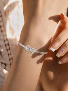 1 件时尚 925 纯银永恒爱情珠女式手链手镯 DIY 珠宝制作和日常服装搭配珠宝装饰女孩 - 銀色 - 查看 3