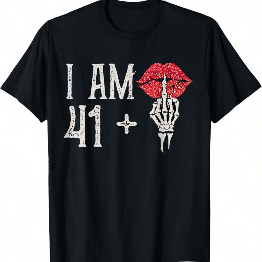 I Am 41 Plus 1 Middle Finger For A 42nd Birthday For Women T-Shirt - Black - View 1