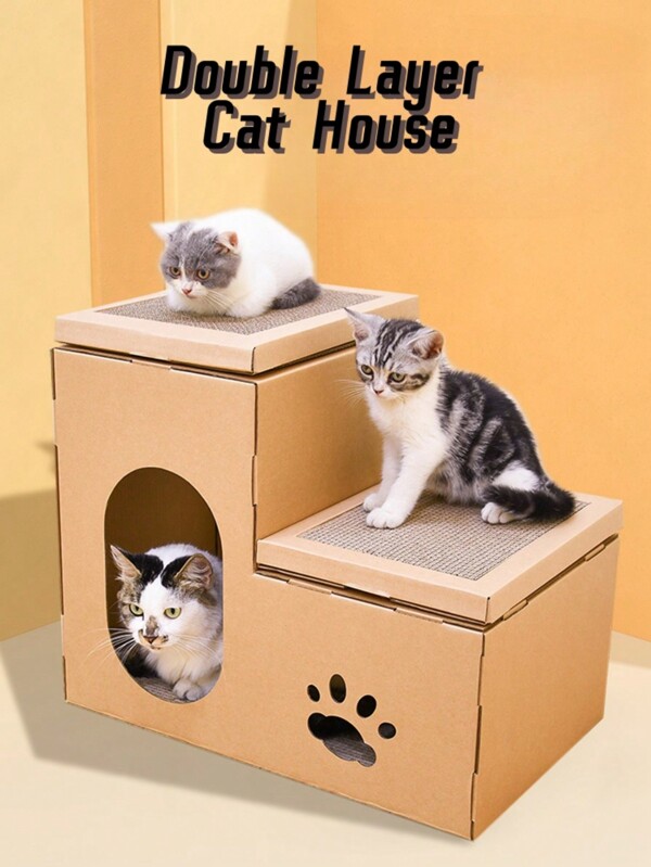 Corrugated Paper Cat Scratching Board With Cat Bed/House