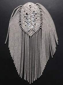 1pc Silver Stylish Tassel Shoulder Chain, Luxury Shiny Rhinestone Accessory, Fashionable For Club/Nightout