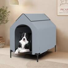 Large Pet House 110cm Elevated Dog House For Medium Breeds W/ Windows - Grey - View 9