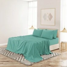 LUX DECOR 6-Piece Embroidered Bed Sheet Set – Brushed Microfiber, Deep Pocket, Lightweight & Breathable – Graduation Gifts, Home Decor, Sleep Protection For Dorms, Student Beds, Back‑To‑School Gift, Soft Bed Linens, Comfortable Sleep, Luxury Bed Set, Valentine's Day Bedroom, Spring Bedding Refresh, Guest Room Essentials, Dorm Room Bedding, Premium Bed Linens, Easy Care Sheets, Hypoallergenic Fabric, Year-Round Comfort, Master Bedroom Update, Matching Bedding Set, Hotel Quality Linens - 水鴨藍 - 查看 6