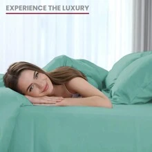 LUX DECOR 6-Piece Embroidered Bed Sheet Set – Brushed Microfiber, Deep Pocket, Lightweight & Breathable – Graduation Gifts, Home Decor, Sleep Protection For Dorms, Student Beds, Back‑To‑School Gift, Soft Bed Linens, Comfortable Sleep, Luxury Bed Set, Valentine's Day Bedroom, Spring Bedding Refresh, Guest Room Essentials, Dorm Room Bedding, Premium Bed Linens, Easy Care Sheets, Hypoallergenic Fabric, Year-Round Comfort, Master Bedroom Update, Matching Bedding Set, Hotel Quality Linens - 水鴨藍 - 查看 5