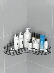 [1pc] No-Drill Triangle Shelving Unit, Iron Art Storage Rack, Wall Mounted For Bathroom,Kitchen,Toilet