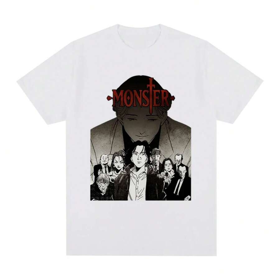 Monster Naoki Urasawa Anime T-Shirt Vintage Cotton Y2k Casual Comfy Manga Men T Shirt New TEE TSHIRT Womens Tops Unisex - trắng - Xem 1