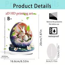 1 PC Easter Valentine's Day 2D Rabbit And Eggs Acrylic Desktop Ornament, Suitable For Home Decoration, Room Decoration, Office, Restaurant, Cafe And Other Scenes As Desktop Art Decoration, Suitable For Holiday Gifts For Family And Friends