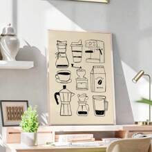 1 件，帆布挂画，带框装饰画，海报，墙壁艺术，咖啡，别致简约咖啡吧帆布艺术 - 厨房、客厅等墙壁装饰 - 美食家礼物生日毕业厨房装饰的完美礼物