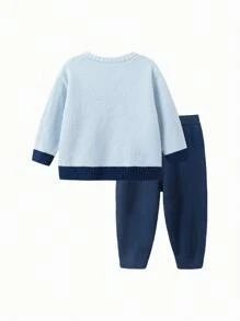 Balabala Baby Red Fleece Pajama Set, Warm And Festive Lunar New Year Wear - Blue Tint - View 5