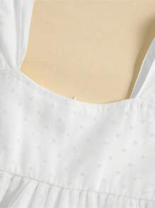 Toddler Baby Girl Summer Boho Dress Solid Color Spaghetti Strap Square Neck Tulle Dress Kids Beach Sundress - 白色 - 查看 4