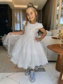 Youth Premium Party Dress Birthday Florist Bridesmaid Luxury Colors Pink Rose Blue Serenity Red - 米色 - 查看 2