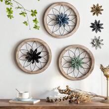 Paquete de 3 piezas de decoración de pared rústica tipo granero con 6 flores intercambiables de 12 pulgadas, hecha de madera y metal, para decorar la sala de estar, dormitorio, cocina, baño y comedor del hogar - Blanco - Ver 8