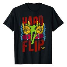 Skateboards - Hard Flip Graphic T-Shirt,220g Pure Cotton Single-Sided Printed Round Neck Short Sleeved Shirt.