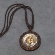 1pc Christian Rope Chain Necklace St Anthony Michael Francis Wood Pendant St. Patrick's Day Gift - style - View 18
