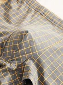 3pcs Men's Plaid Briefs, Fashion Comfortable Casual Boxer Shorts