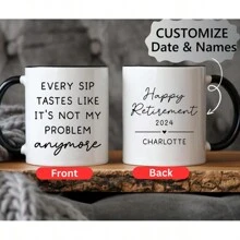 Caneca de Café Personalizada para Aposentadoria, Caneca de Aposentadoria Feliz, Presente de Aposentadoria Personalizado para Chefe e Colega de Trabalho, Caneca de "Oficialmente Aposentado" para Ela, Caneca Personalizada, Presente do Dia dos Namorados, Dia dos Namorados, Presente para Ela, Presente para Ele, Presente para Mãe, Presente para Amigos, Decoração para Casa, Decoração, Presente Personalizado, Presente Personalizado - Preto - Visão 1