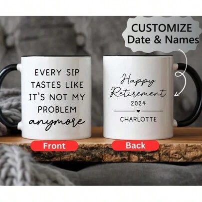Personalized Retirement Coffee Mug, Happy Retirement Mug, Customized Retirement Gift For Boss/Colleague, Formal Retirement Cup For Her, Personalized Ceramic Mug, Valentine's Day Gift, Gift For Her, Gift For Him, Gift For Mom, Gift For Friend, Home Decor, Decorative Item, Personalized Gift, Custom Gift,Kitchen Essentials , Industrial, Monogram Mug